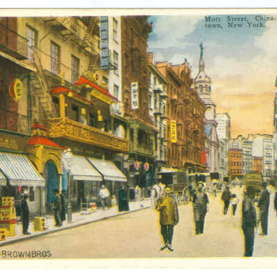 Postcard, New York, Chinatown, Mott Street, Chinatown, New York
