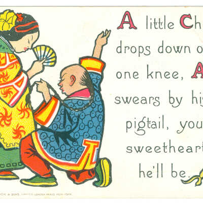 A Little Chinee Drops Down on One Knee