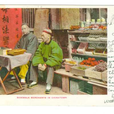 Postcard, San Francisco, Chinatown, Sidewalk Merchants in Chinatown