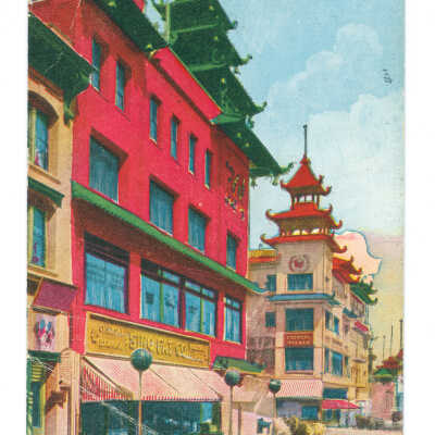 Postcard, San Francisco, Chinatown, Grant Avenue and California St., Chinatown, San Francisco