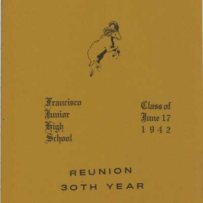 Francisco Junior High School Class of June 17 1942 Reunion 30th Year