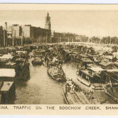 Tobacco Card, China, Traffic On The Soochow Creek, Shanghai