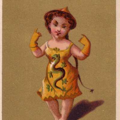 "China-A Caucasian Girl Wearing a Yellow Dress With a Serpent Design"