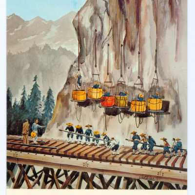 Laborers Working on the Pacific Railroad postcard
