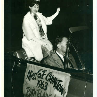 Photograph, A Miss Chinatown Competitor in the car