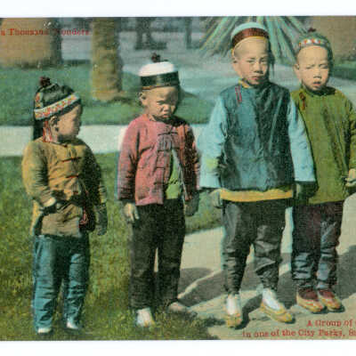 Postcard, San Francisco, Chinatown, A Group of Chinese Children in one of the City Parks, San Francisco, Cal.