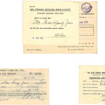 Alien Tax Receipt; Vaccination; Inspection Card