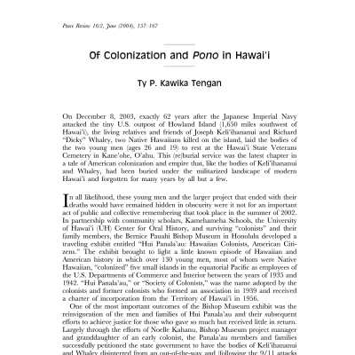 Of Colonization and Pono in Hawai'i