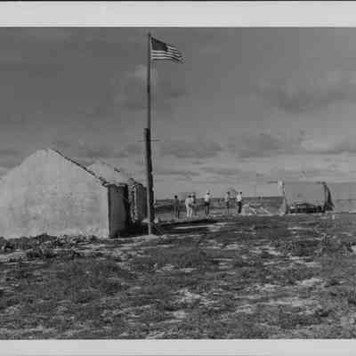 Tents show the living quarters of youths who maintain the U.S. weather observation station there.