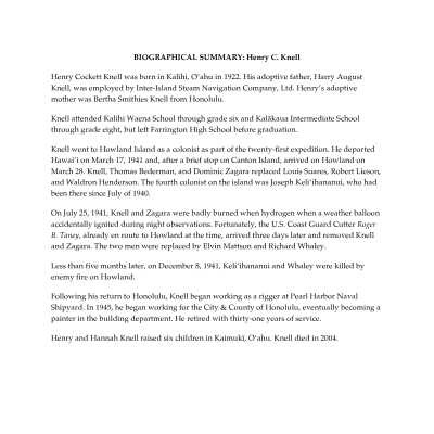 Interview with Henry Knell for the Panalaau Oral History Project