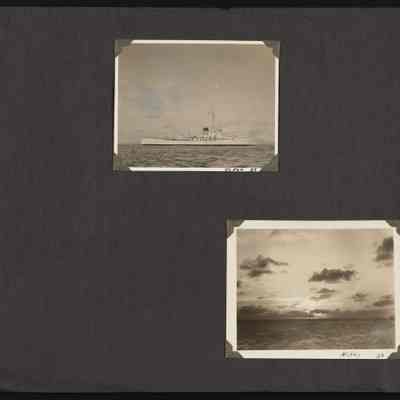 Images of ship and the Pacific ocean.