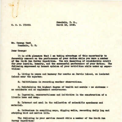 Letter from W.T. Miller to George West