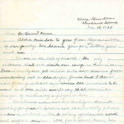Letter from Killarney Opiopio to Homer F. Barnes