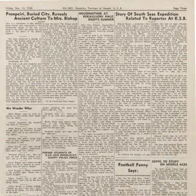 Story of South Seas expedition related to reporter at K.S.B.