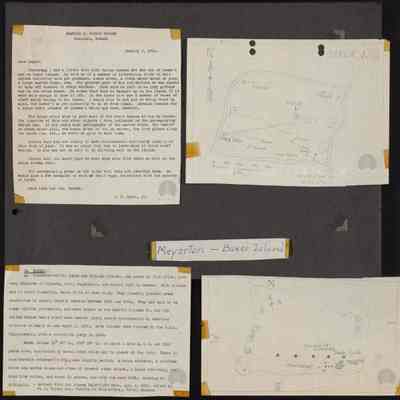 Images of 2 hand drawn maps of Baker Island along with a typed written description by E. H. Bryan