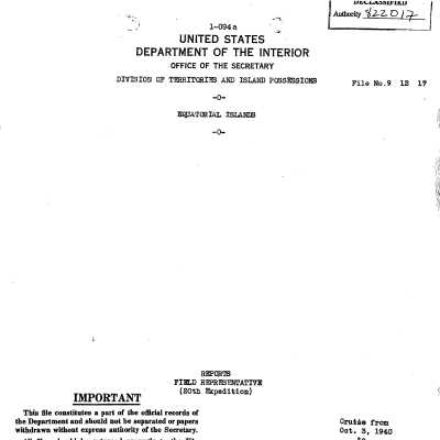 Reports, Field Representative (20th Expedition)