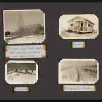 Images of men transporting supplies from the beach to their campsite