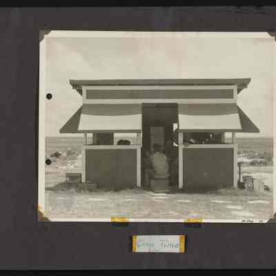 Image of a structure on Baker Island with caption "Chow time"