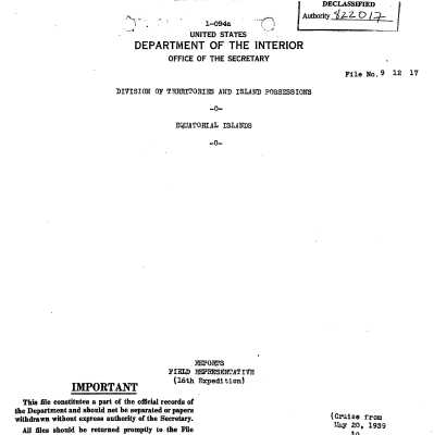 Reports, Field Representative (16th Expedition)