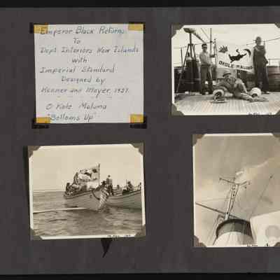 Okole Maluna. Bottoms Up flag aboard the ship