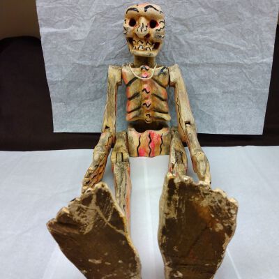Wooden skeleton puppet