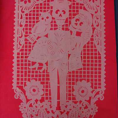 Skeleton man and woman wedding- Papel Picado