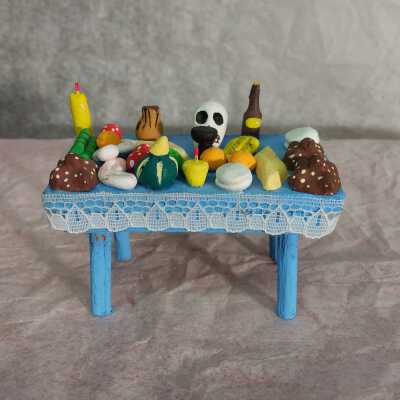 Blue miniature ofrenda table