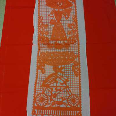 Skeleton on Bicycle and Catrina- 2-Sided Papel Picado