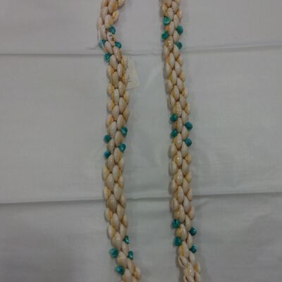 Cowrie and Aqua Colored Shell Necklace