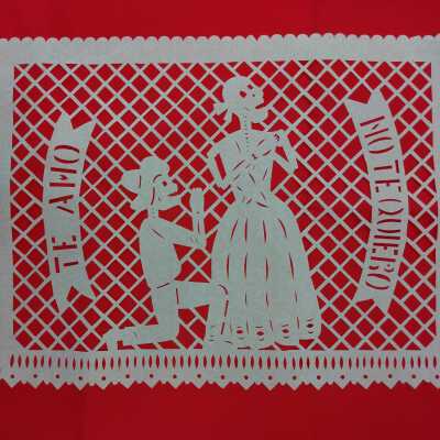 "Te amo, no te quiero" papel picado