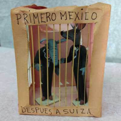 Miniature two rats in a jail cell