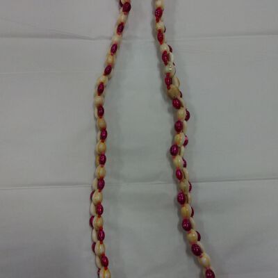 Cowrie Shell with Magenta and Pink Bead Necklace