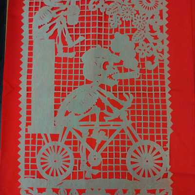 Skeleton on Bicycle- Papel Picado