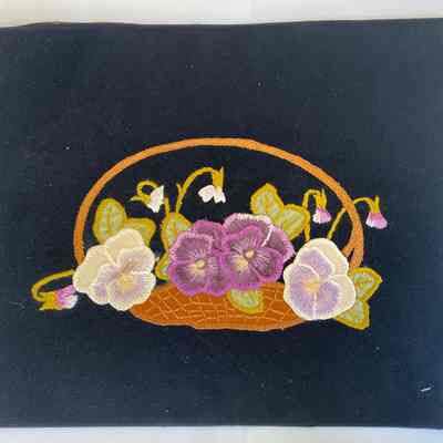 Surface Embroidered Pansies