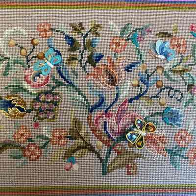 Berlin Wool Work(?) with stumpwork, gold and beading