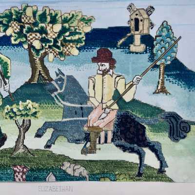 Art Study for an Elizabethan embroidery with Don Quixote