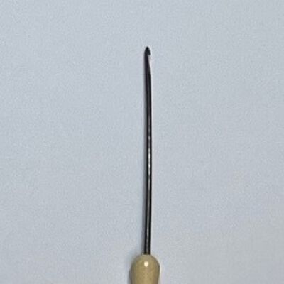 #5: A gently curved bone handle with an inset metal crochet hook