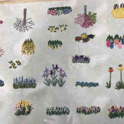 Ann Bernard, Spring Flower Surface Embroidery Sampler