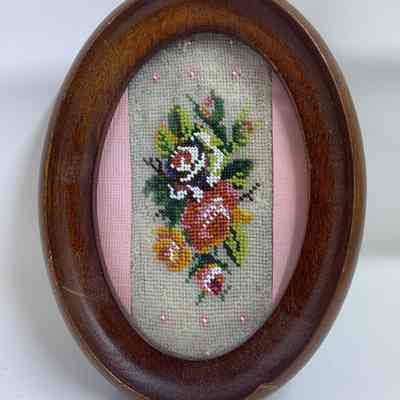Framed Floral Beadwork