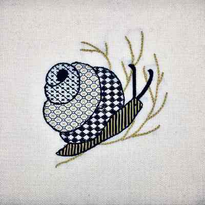 Blackwork and Goldwork Snail