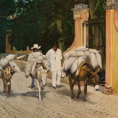 Unknown (Priest and man with 3 mules)