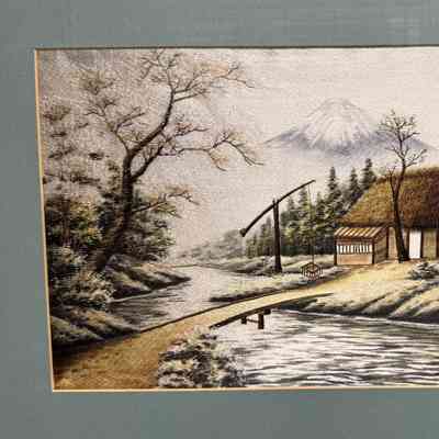 Untitled - house with thatched roof on river