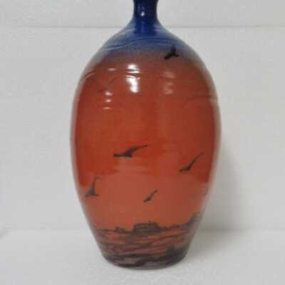 Large Red, Blue & Gold Vase