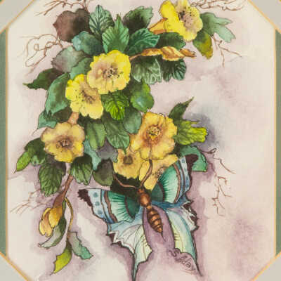 Untitled--Butterfly with Yellow Flowers