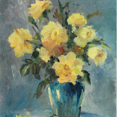 Untitled--Yellow Flowers in Blue Vase