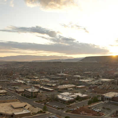 Aerial panorama of St. George from the Red Hill