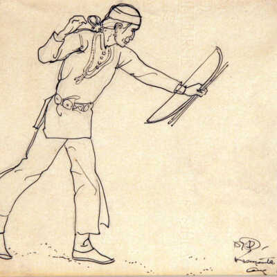 Untitled (Indian Boy - Kayenta, Arizona - bow & arrow practice)