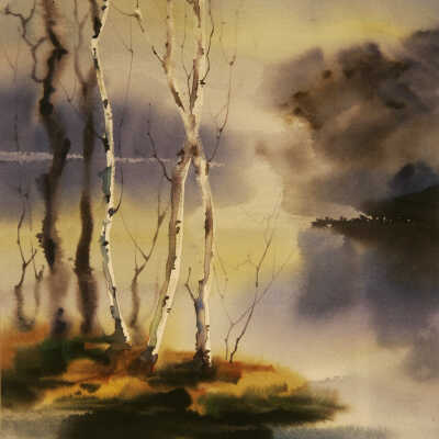 Birches by the Lake