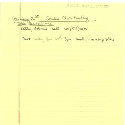 January 21st Garden Club Meeting Notes