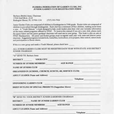 Junior Garden Club Registration